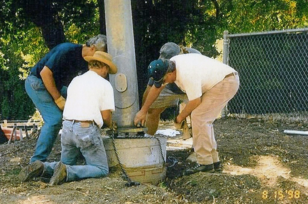 Securing the light pole in place